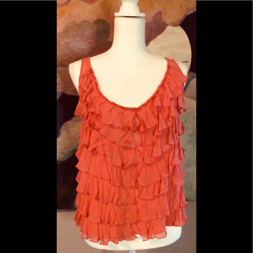 Zara Woman Ruffle Front Crepe Chiffon Tank Sz M